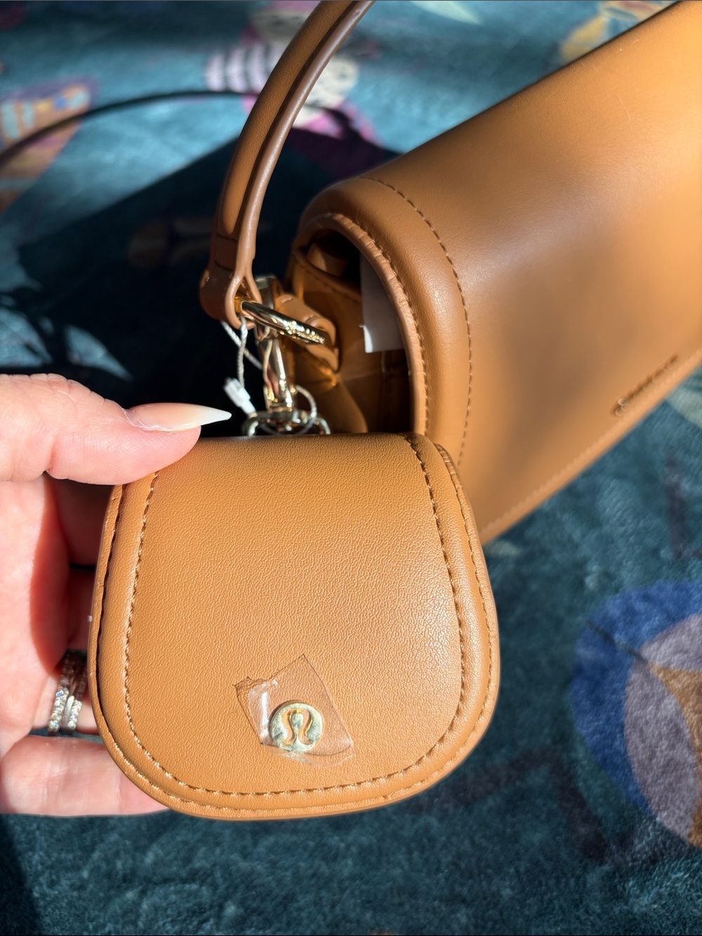 lululemon Cactus “Leather” Mini Bag Small Tan Purse with Coin Pouch - Picture 5 of 13